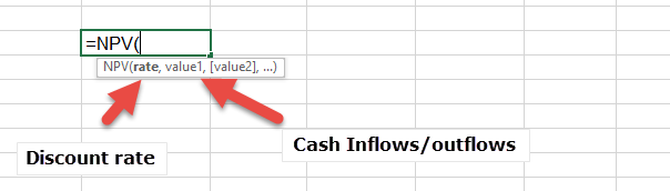 NPV Formula - Excel