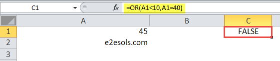 Excel OR Function Example 1