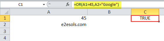 Excel OR Function Example 2