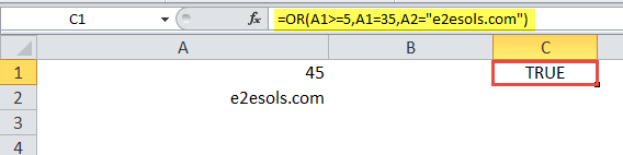 Excel OR Function Example 3