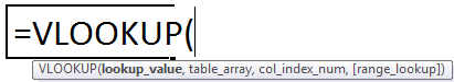 VLookup Function Formula
