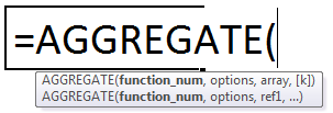 Aggregate formula in Excel 1