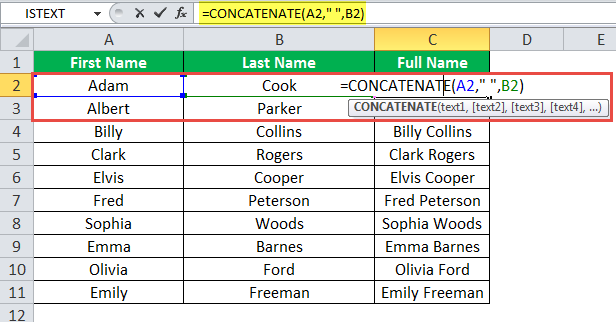 CONCATENATE Example 2