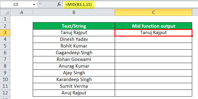 MID Function Example 4-2