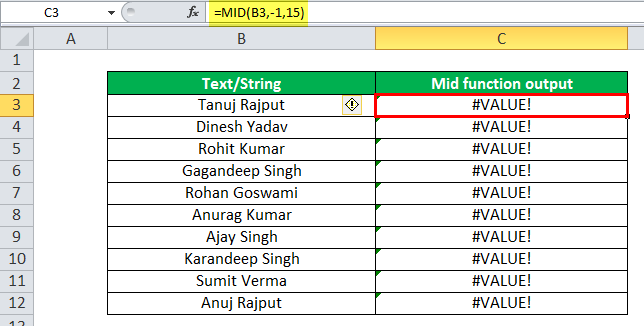 MID Function Example 4-3