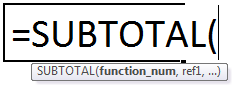 SUBTOTAL Formula