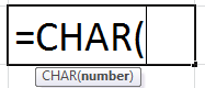 CHAR Formula in Excel