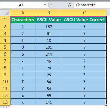 CHAR Function Example 2-1