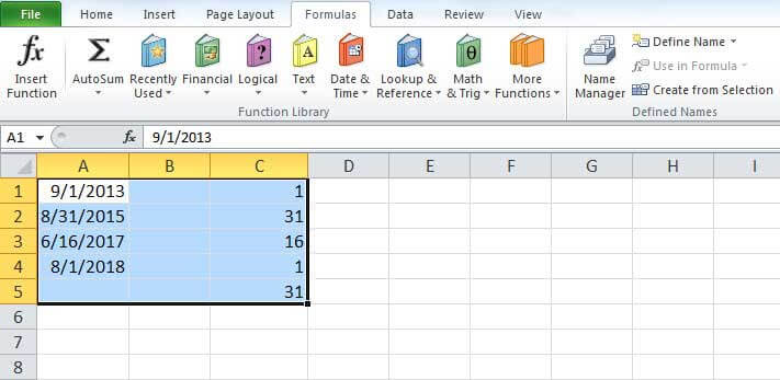 DAY Function example