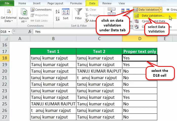 EXACT function excel Example 2