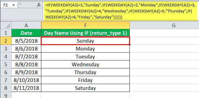 WEEKDAY Function 2