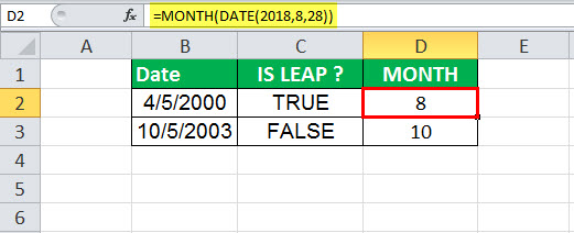 DATE Function in Excel Example 1