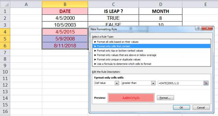 DATE Function in Excel Example 3