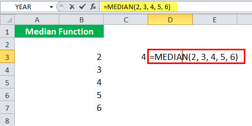 MEDIAN Function illustration 1-3