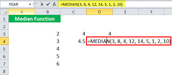 MEDIAN Function illustration 1-7