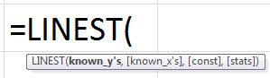 LINEST Formula in Excel