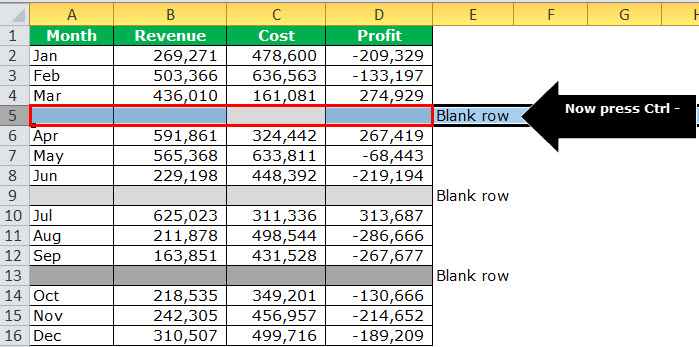 Manually Delete Blank Rows Step 2-2