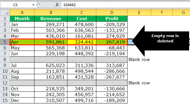 Manually Delete Blank Rows Step 2-3