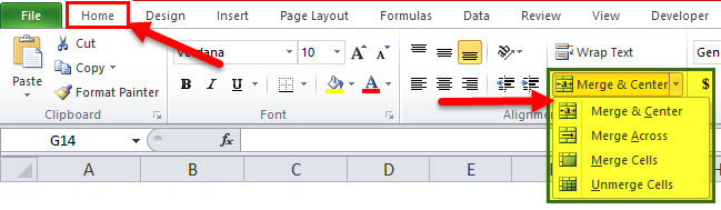 Merge Cells in Excel 1