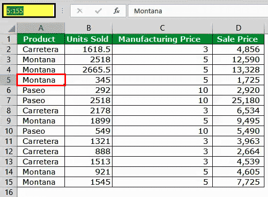 Multiple Rows in Excel Method 3 - Step 1