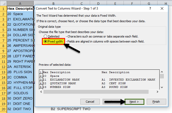 Text to Columns in Excel example 2-2