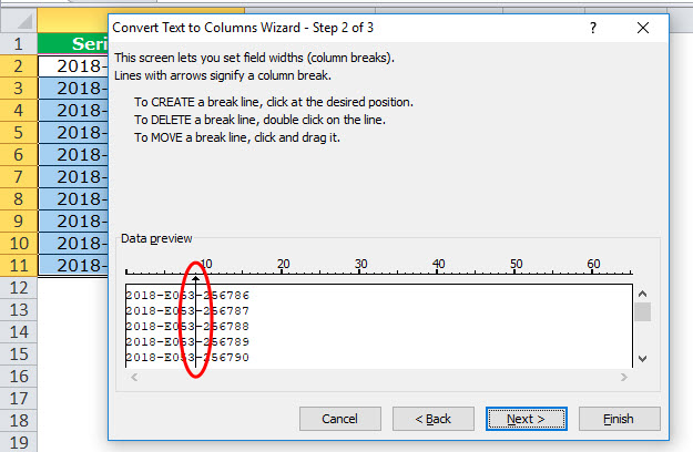 Text to Columns in Excel example 4-3