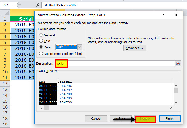 Text to Columns in Excel example 4-4