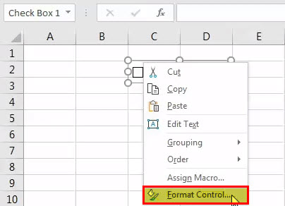 create check box in excel - step 3