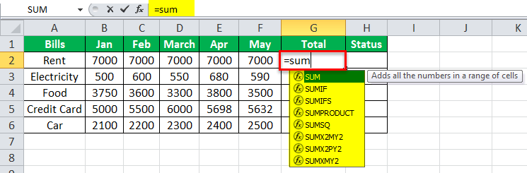 Equation in Excel Example 2-1