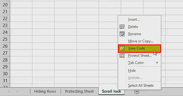 Step1 - Right click on sheet name