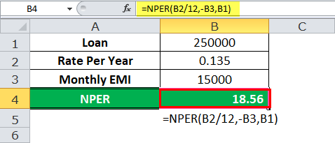 NPER funcrion example 1-4