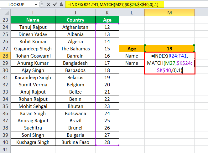 Using Index Match Example 1-1