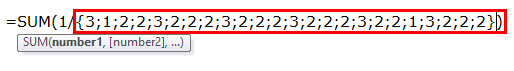 Using SUM and COUNTIF formula 1-3