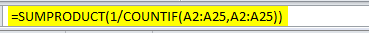 Using SUMPRODUCT and COUNTIF formula 1