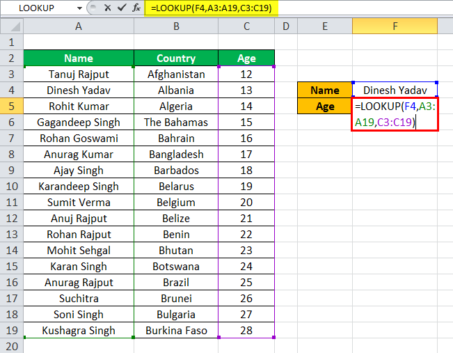 lookup function example 1-1