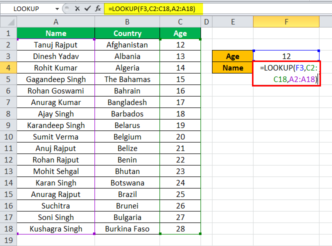 lookup function example 2-1