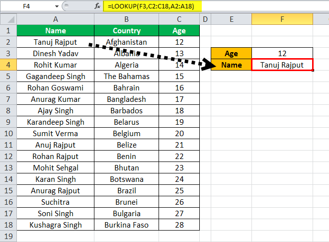 lookup function example 2-2