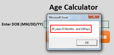 calculate age in excel Method 5-3