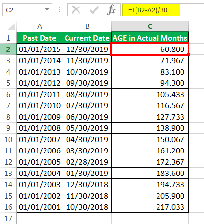 Age Calculator actual months