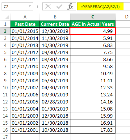 Age Calculator actual years