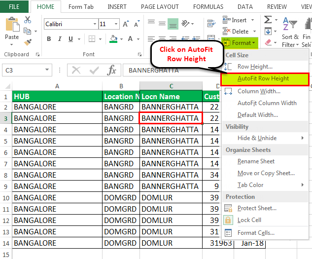 Click on AutoFit Row height