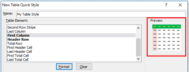 Create Table Format step 11