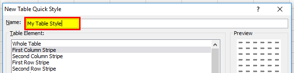 Create Table Format step 3