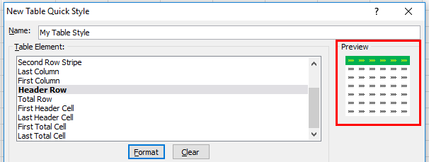 Create Table Format step 7