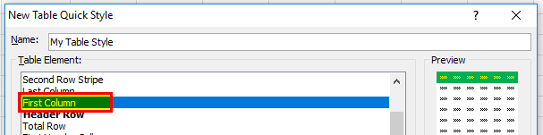 Create Table Format step 8