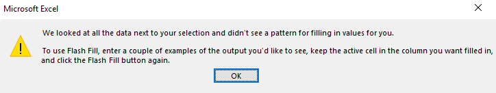 Flash Fill error