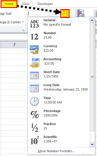 Format fraction Using Hometab Step 4