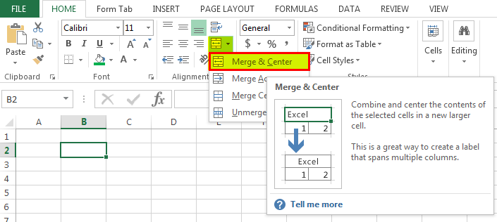 Merge & center