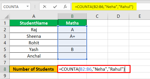 COUNTA Example 4