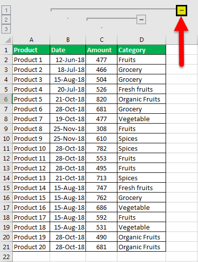 Excel Column Grouping example 2.3